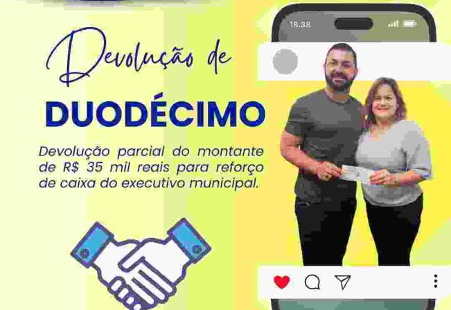 CÂMARA MUNICIPAL DE SALMOURÃO DEVOLVE R$ 35 MIL À PREFEITURA EM AÇÃO DE RESPONSABILIDADE FISCAL