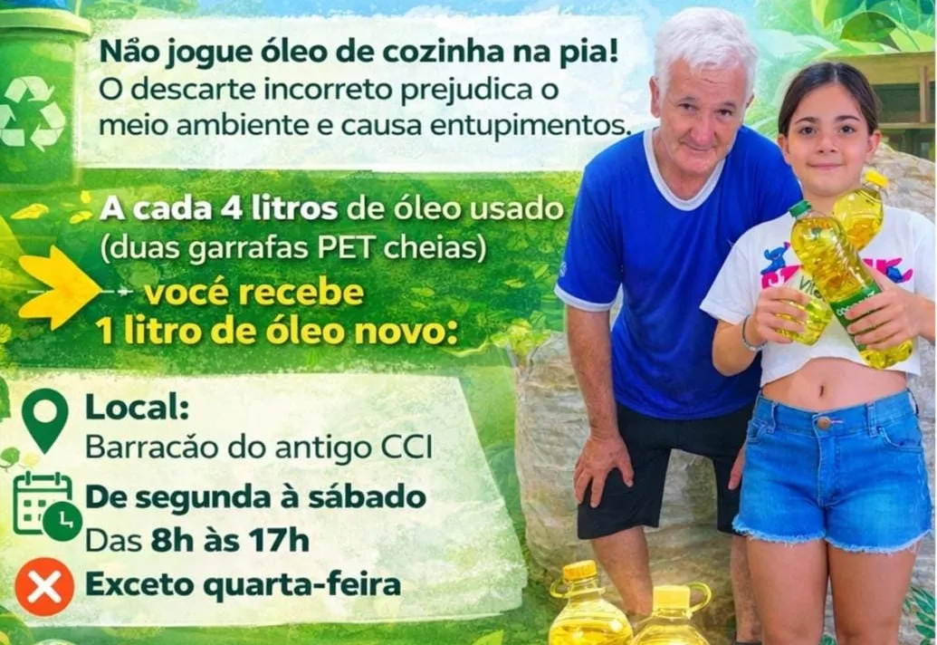  PROGRAMA “DE OLHO NO ÓLEO” INCENTIVA DESCARTE CONSCIENTE EM SALMOURÃO